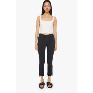 Mother Jeans Womens 28 Black Denim Insider Crop Step Fray Not Guilty Stretch